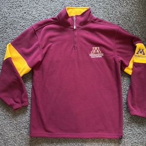 Vintage Minnesota Golden Gophers Fleece Quarter Zip Size Large