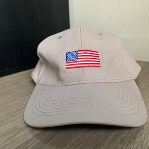 Vintage American Flag Beige Snapback Hat