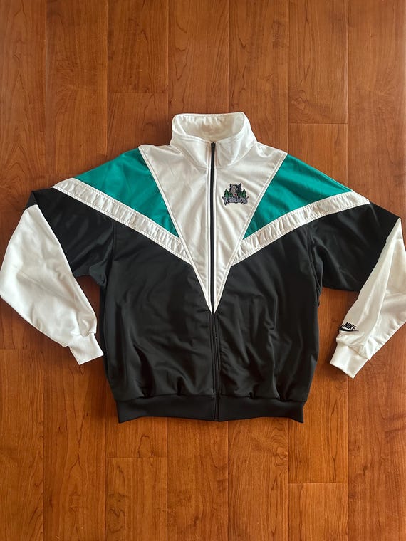 Vintage Minnesota Timberwolves Nike Track Jacket XL 90s White Black Teal
