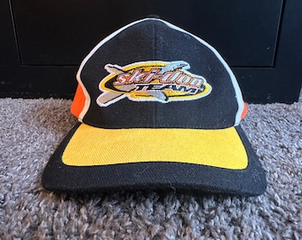 Vintage Ski-Doo Team Bombardier Yellow Orange and Black Snapback Hat