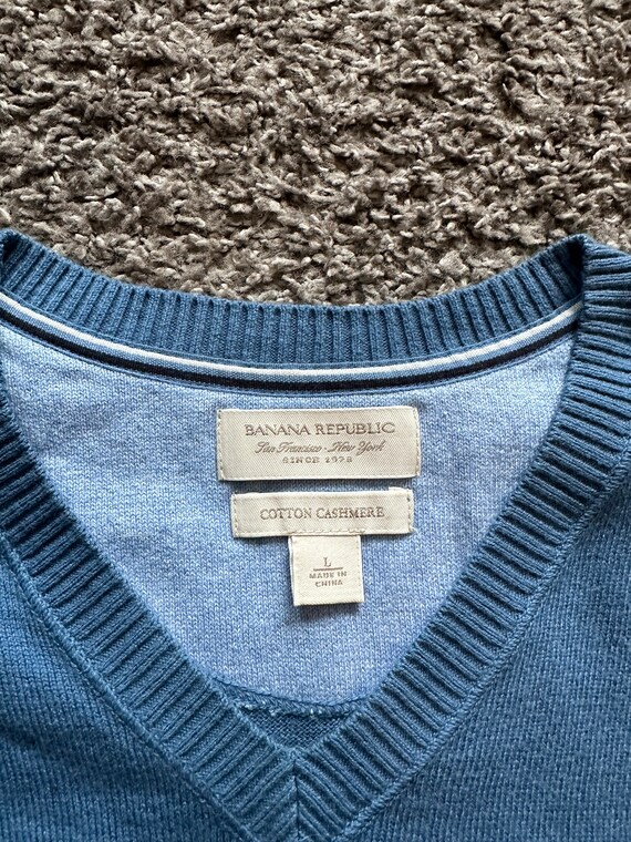 Vintage Banana Republic Blue Cashmere Sweater Ves… - image 2