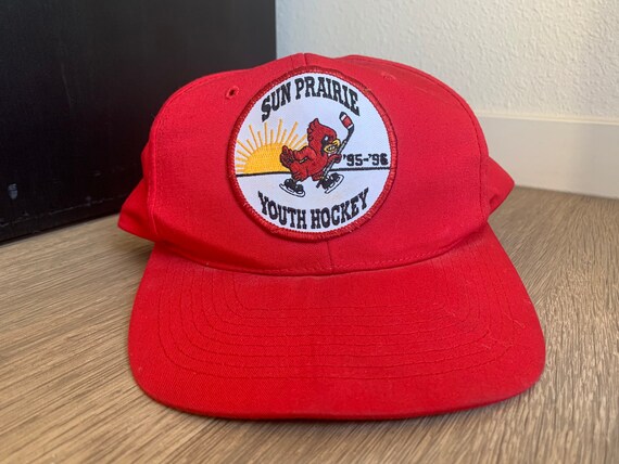Vintage Sun Prairie Youth Hockey 1995 1996 Red Snapback