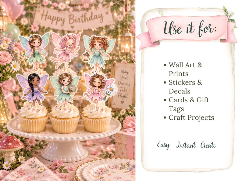 Watercolor Fairy Garden Clip Art Bundle, Enchanted Forest Pngs ...