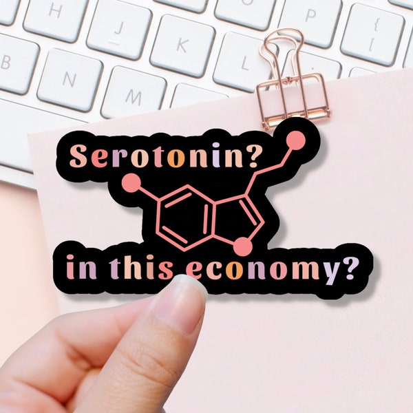 Serotonin? In this Economy? Mental Heath Humor Sticker, Take Your Meds Sticker, Affirmation, Motivation, Psychology MFT Gift Idea