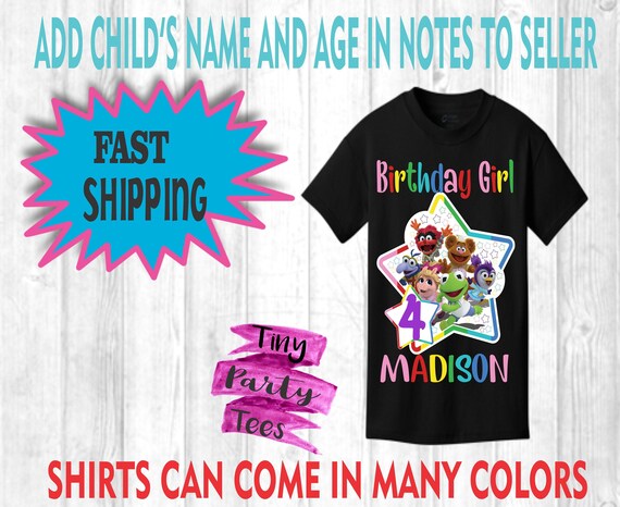Muppet Babies Personalized Birthday Shirt Boy Or Girl Any Etsy - cutom name t shirts 115 fonts roblox