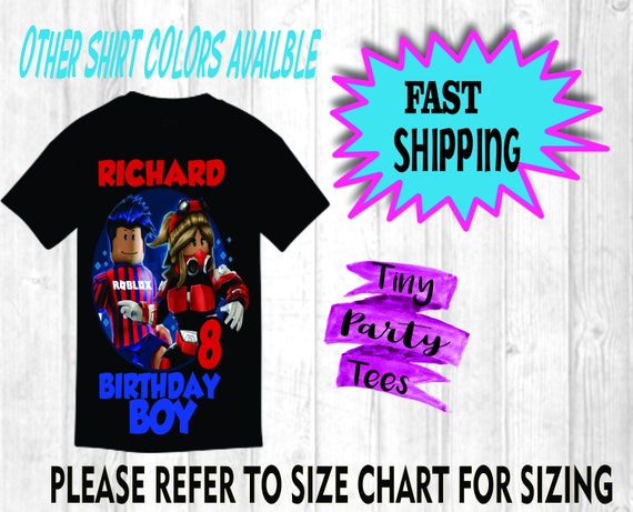 Roblox Personalized Birthday Shirt Boy Or Girl Any Age Any Etsy - roblox birthday party christmas full color tee shirt all sizes