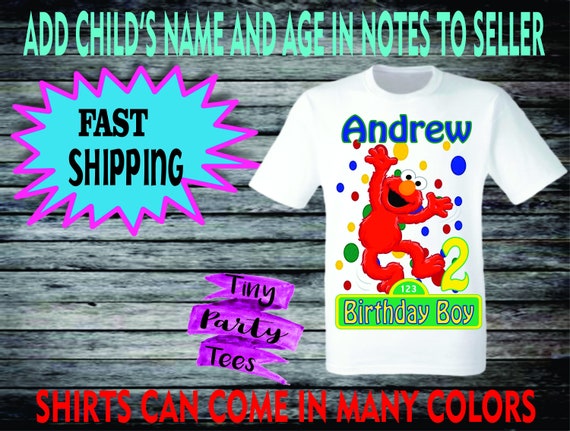 Elmo Personalized Birthday Shirt Girl Boy Cusompartyany Etsy