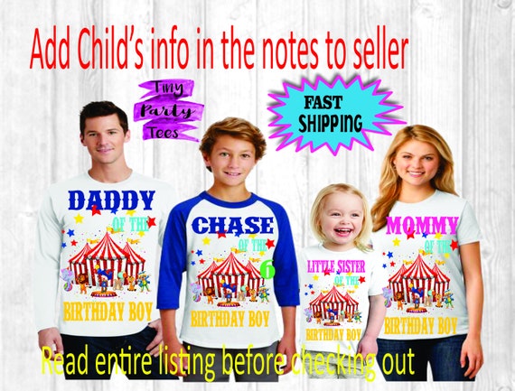 Circus Personalized Family Birthday Shirts Custom Age And Etsy - roblox personalized birthday shirt girl boy cusompartyany etsy