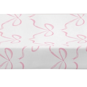 Changing Pad Cover in Pink Bow Nursery Decor Baby Newborn Toddler Bedding Gender Neutral Shower Gift image 4