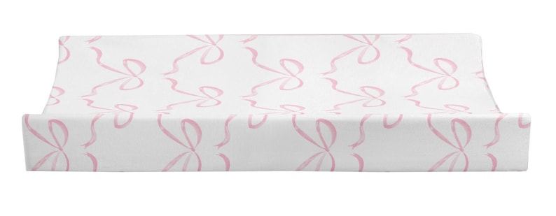 Changing Pad Cover in Pink Bow Nursery Decor Baby Newborn Toddler Bedding Gender Neutral Shower Gift image 4