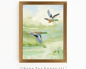 Abstract Landscape Grandmillennial Art: Modern Southern Hand Painted Mallard Duck Marsh (Download) - TFH3