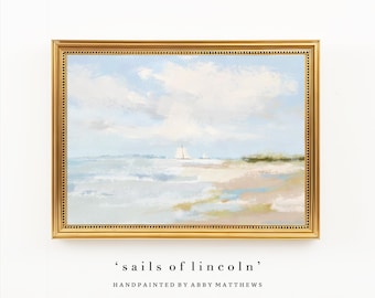 Abstract Landscape Grandmillennial Art: Modern Southern Hand Painted Seascape (Download) - Sails of Lincoln