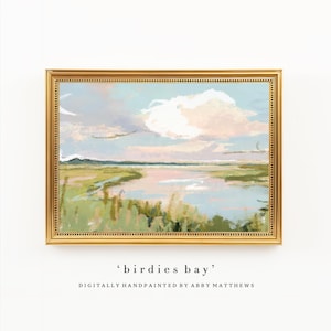 Abstrakcyjny krajobraz Grandmillennial Art: Nowoczesne, ręcznie malowane pastelami olejnymi bagna z południa (do pobrania) - BB