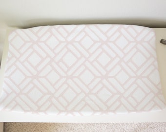 Changing Pad Cover in Blush Trellis | Grandmillenial Nursery Decor | Baby Toddler Bedding | Gender Neutral | Shower Gift | Resort Pink