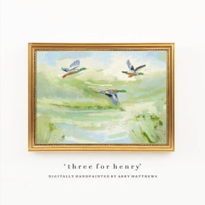 Abstract Landscape Grandmillennial Art: Modern Southern Hand Painted Mallard Duck Marsh (Download) - TFH