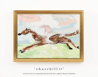 Derby de Jóqueis de Cavalos - Arte Abstrata Grandmillennial: Pintura Moderna em Pastel a Óleo do Sul dos EUA (Download) - C3