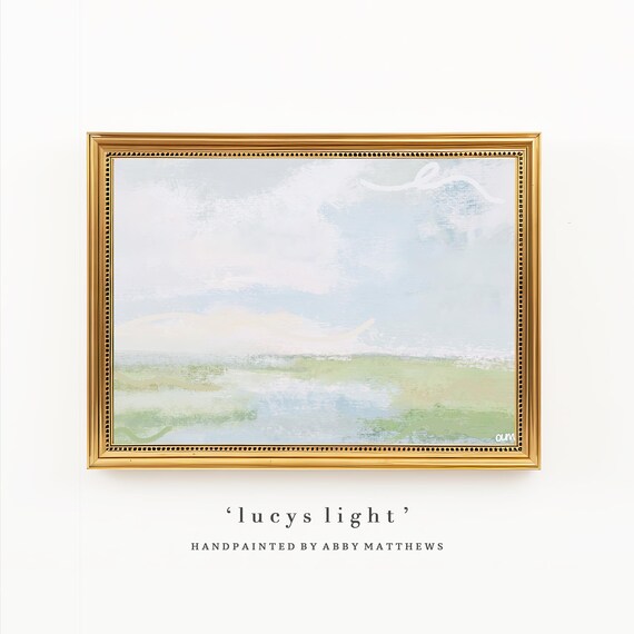 Abstract Landscape Grandmillennial Art: Modern Southern Hand Painted Oil Pastel Coastal Seascape (Download) - LL
