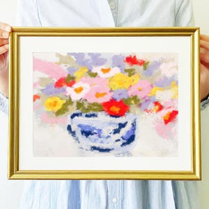 Grandmillenial Wall Decor | Nursery Chinoiserie Wildflower Blue Digital Art Print | Floral Vintage Oil Painting -  Waverly by Abby Matthews
