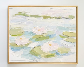 Abstract Landscape Grandmillennial Art: Modern Southern Hand Painted Lily Pad Marsh (Download)- AWA