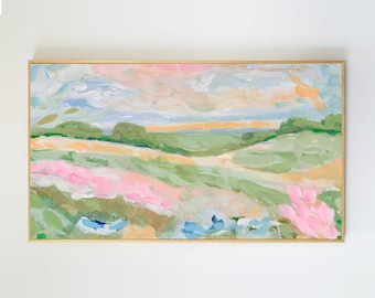 Samsung Frame TV Abstract Landscape Grandmillennial Art: Modern Southern Hand Painted - Novas Infinite Blooms
