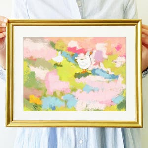 Abstract Landscape Grandmillennial Art: Modern Southern Hand Painted Oil Pastel (Download) - Nursery Goose