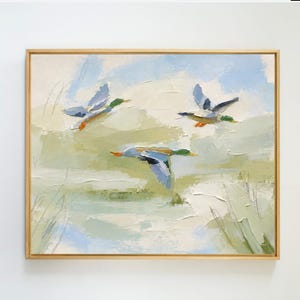 Abstract Landscape Grandmillennial Art: Modern Southern Hand Painted Mallard Duck Marsh (Download)