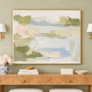 Pink Green Abstract Wall Art Print | Modern Southern Grandmillenial ...