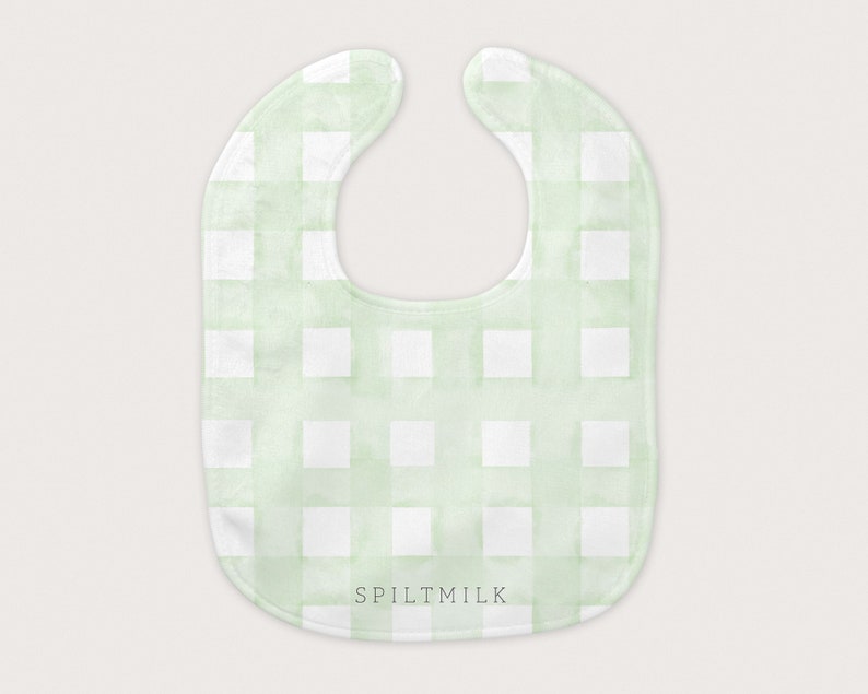 Newborn Baby Toddler Plaid Free Shipping Gender Neutral Bib in Green Gingham Baby Shower Gift Burp Cloth Drool Spit-Up