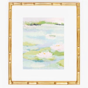 Grandmillenial Wall Decor | Nursery Pastel Lilypad Green Pink Digital Art Print | Floral Vintage Oil Painting -  Alice II by Abby Matthews