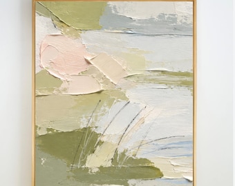 Abstract Landscape Grandmillennial Art: Modern Southern Hand Painted Oil Pastel Marsh(Download) - MM2