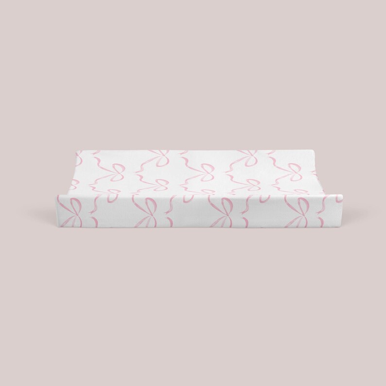 Changing Pad Cover in Pink Bow Nursery Decor Baby Newborn Toddler Bedding Gender Neutral Shower Gift image 7