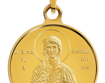 Saint Mary Magdalene 18ct Yellow Gold Medal Pendant Necklace 0.06 oz 16 mm