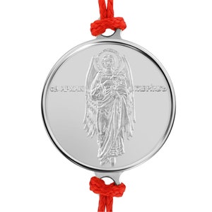 Erzengel Gabriel Red String verstellbares Armband mit Feinsilber Medaille 16 mm