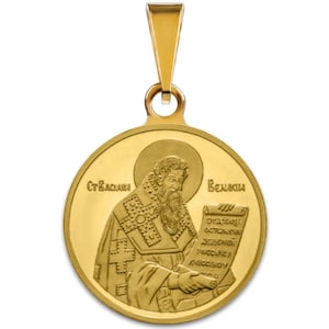 Basilius der Große 18 Karat Gelbgold Medaille Anhänger Halskette 16 mm