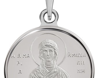 Saint Mary Magdalene Fine Silver Medal Pendant Necklace 0.05 oz 16 mm