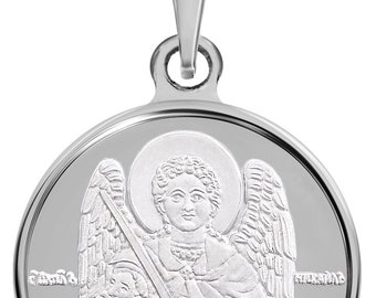 Saint Michael the Archangel Fine Silver Medal Pendant Necklace 0.05 oz 16 mm