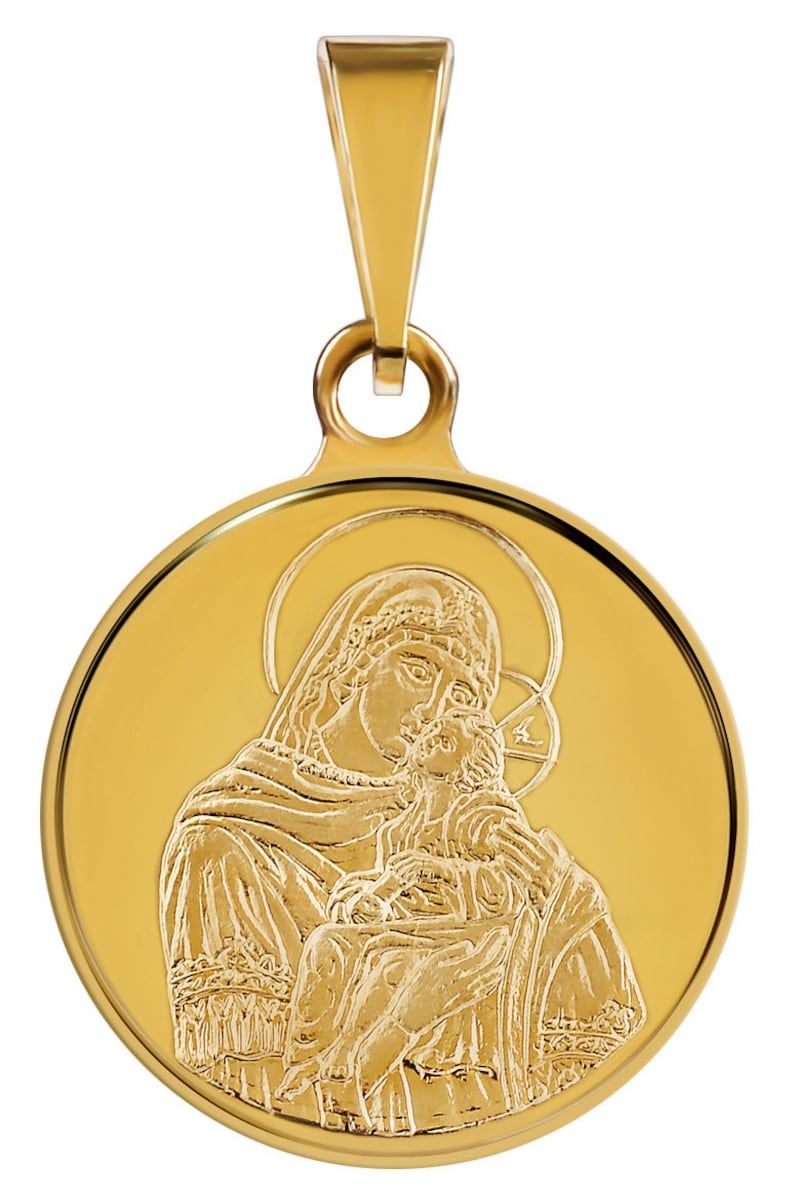 Virgin Mary 18ct Yellow Gold Medal Pendant Necklace 0.06 Oz 16 Mm - Etsy
