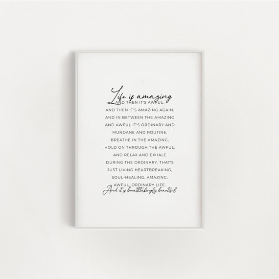 Life Is Amazing Printable L R Knost Quote Print Etsy