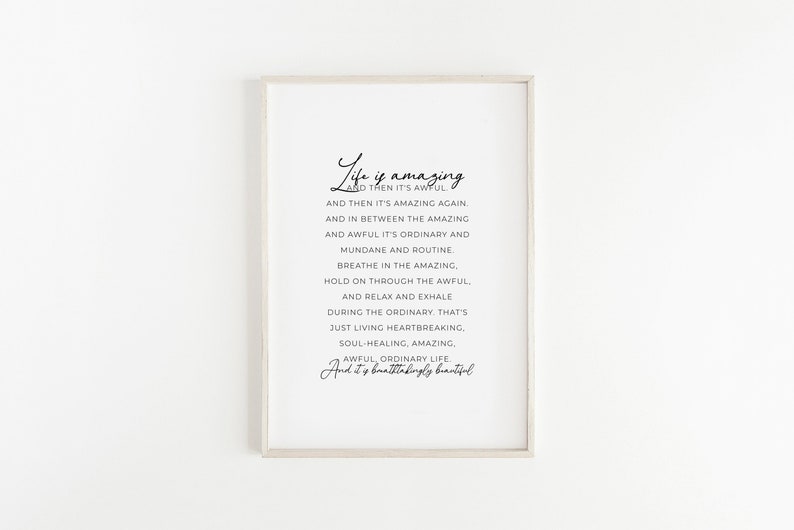 Life is amazing printable L.R. Knost quote print | Etsy