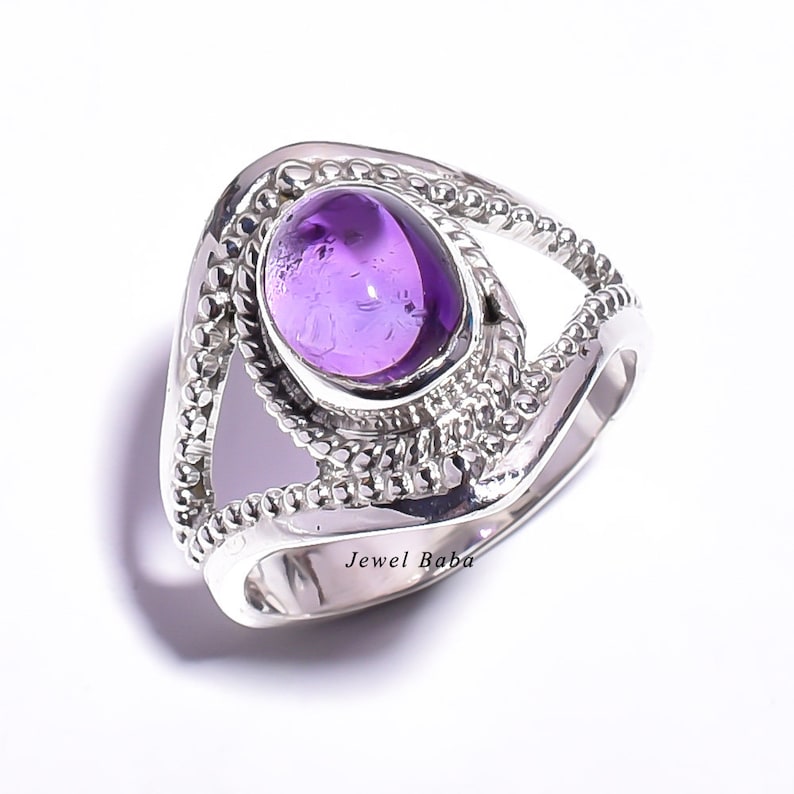 Vintage Ring Women Ring. Amethyst Ring Sterling Silver Ring Statement Ring February Birthstone Ring Gemstone Ring Purple Stone Ring
