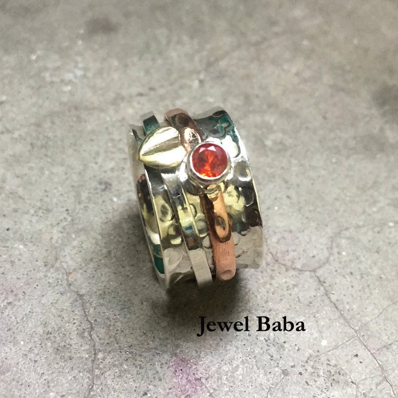 Anxiety Ring Thumb Ring Gemstone Ring Worry Ring Women Ring Spinner Band Garnet Ring Boho Ring Handmade Ring Statement Ring