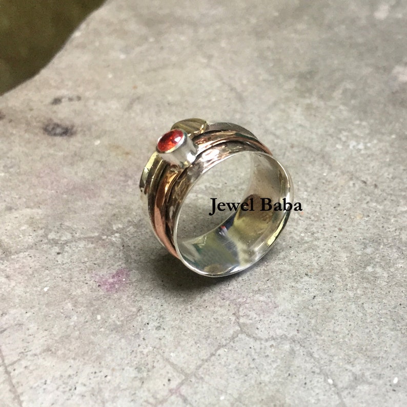 Anxiety Ring Thumb Ring Gemstone Ring Worry Ring Women Ring Spinner Band Garnet Ring Boho Ring Handmade Ring Statement Ring