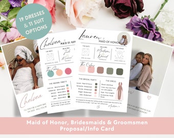 Editable Bridesmaid Proposal Card: Wedding Party Info (Digital Download)