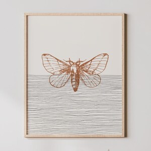Boho Moth Art - Moth Wall Art / Decor, Minimalist Moth Poster, Insect Print - Moth Decor