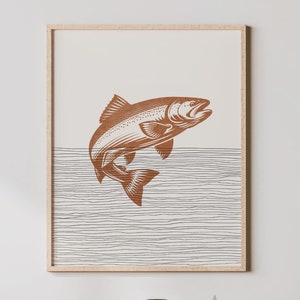 Boho Lachs Art - Angeln Druck, Lachs Poster, Lachs Wand Dekoration, Fisch Wand Kunst - See Wand Kunst, Angeln Geschenk