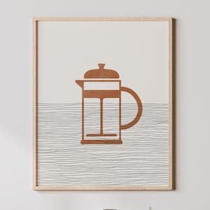 Art de presse français bohème - Art mural/décoration de presse française, affiche de cafetière minimaliste, impression de café - déco de bar à café