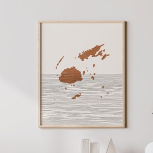 Fiji Print - Boho Fiji Wall Art and Decor, Country Travel Poster, Fiji Map Silhouette and Gift Idea, Fiji Islands Art