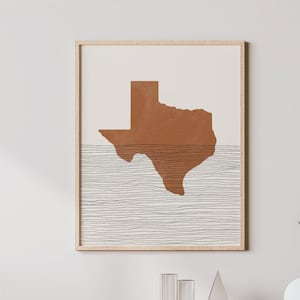 Boho Decor - Texas Mid Century Wall Art, Minimalist Art and Abstract Print, Texas State Map Print and Texas Boho Wall Art