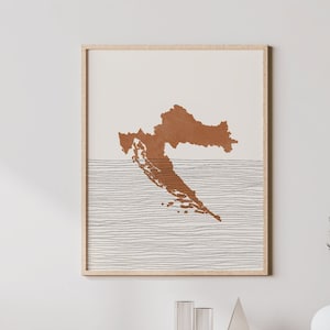 Croatia Print - Boho Croatia Wall Art and Decor, Country Travel Poster, Croatia Map Silhouette and Gift Idea, Croatian Art