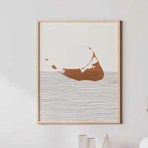 Nantucket Art Print - Boho Nantucket Massachusetts Wall Art and Decor, Travel Poster, Nantucket Map Silhouette and Gift Idea